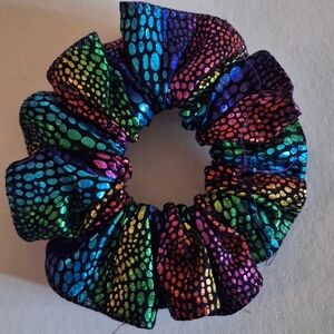 Vibrant Multicolor Metallic Hair Scrunchie
